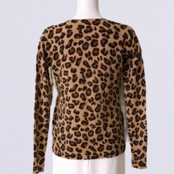 NWT CYNTHIA ROWLEY Cashmere Sweater Leopard Print - Picture 6 of 7